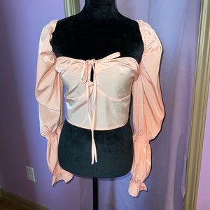 Pretty little thing peach puff shoulder crop top